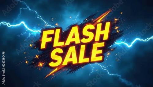 Dynamic promotional graphic featuring a vibrant flash sale announcement with lightning effects (1)