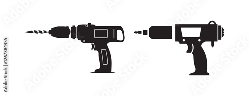 vector of black silhouette of drill machine