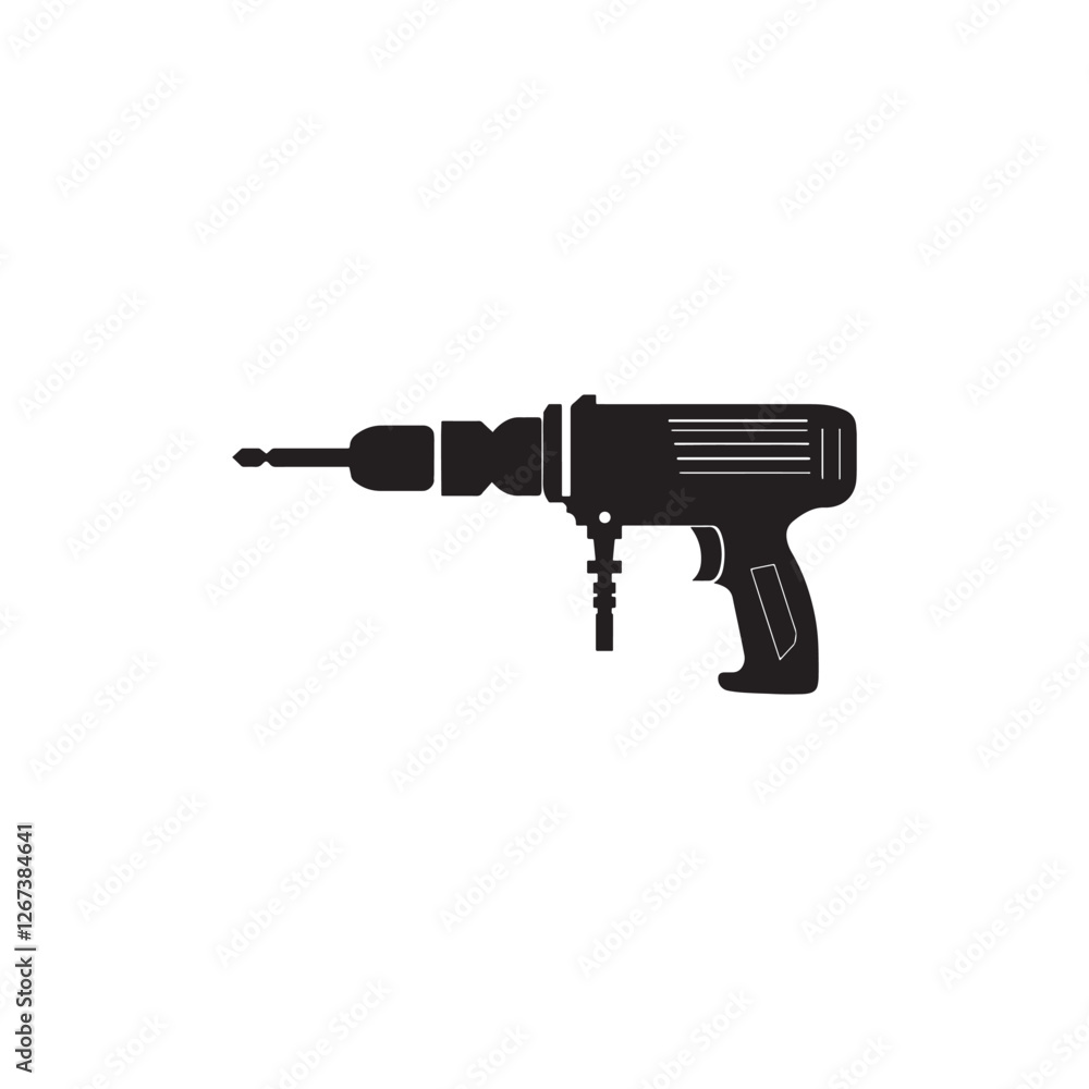 vector of black silhouette of drill machine vector of black silhouette of drill machine