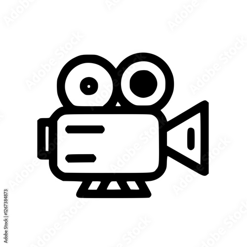 Video Camera Icon, Minimalist, Monochrome, Technology Symbol