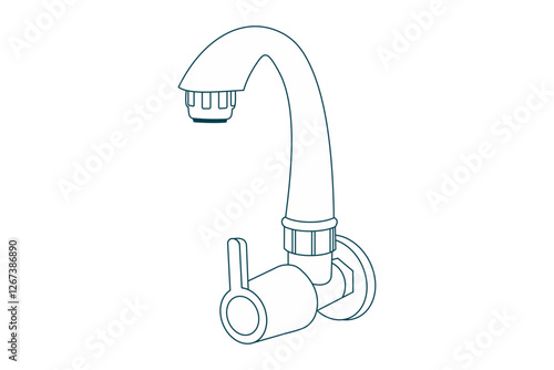 bathroom Faucet Sink Cock, Sketch, Line Drawing EPS, PTMT, line drawing