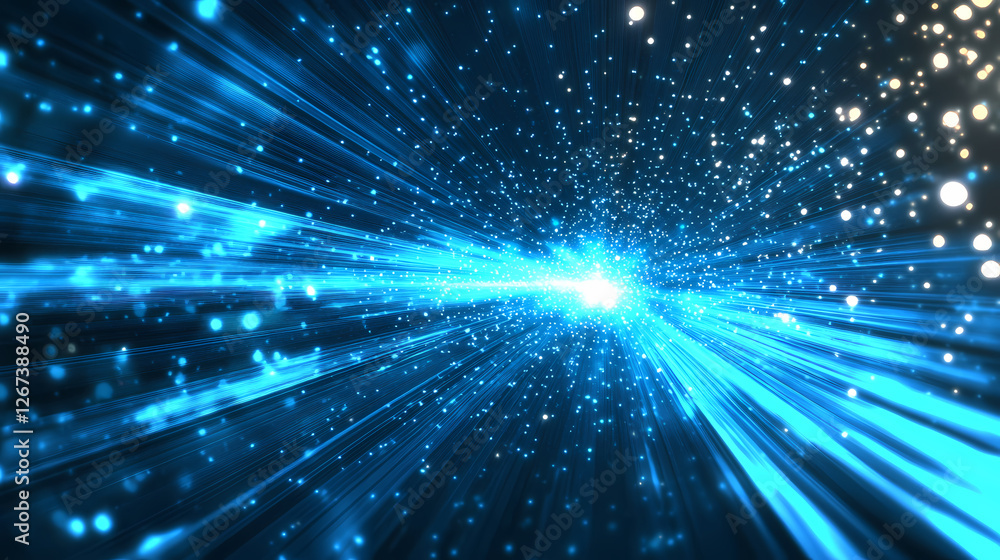 Naklejka premium Abstract Blue Light and Particle Art