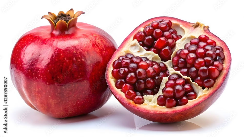Pomegranate Fruit, Whole and Halved Pomegranate Fruit, Whole and Halved
