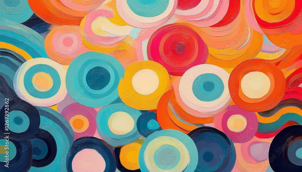 vibrant abstract circles pattern with brushstrokes in colorful pastel tones vibrant abstract circles pattern with brushstrokes in colorful pastel tones