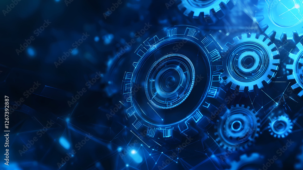 Abstract Gear Design in Blue Tones Abstract Gear Design in Blue Tones