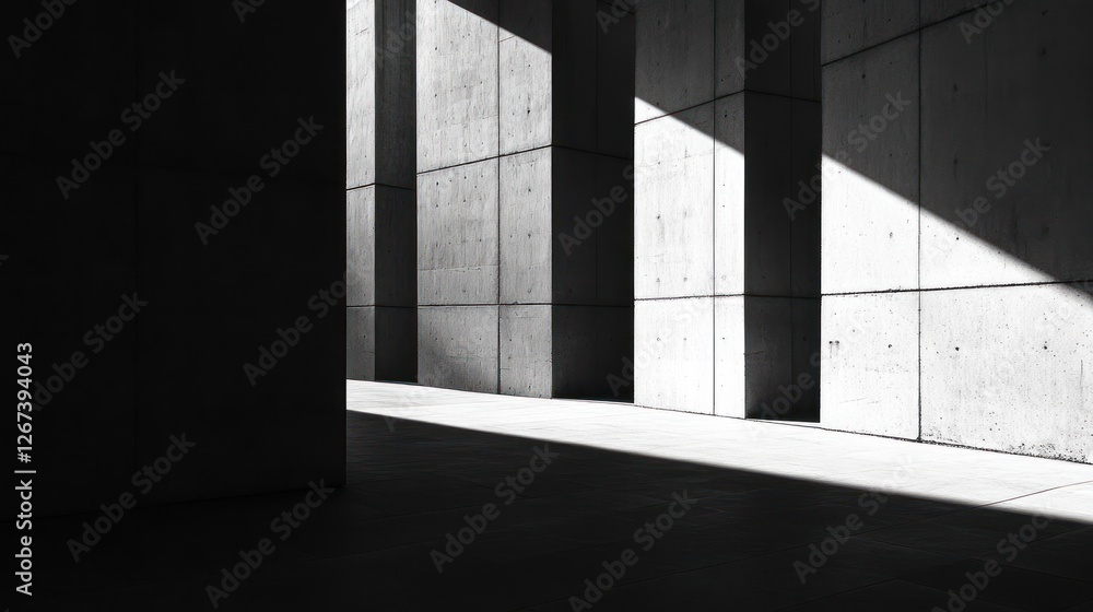 Fototapeta premium Modern architectural shadows in a minimalist space