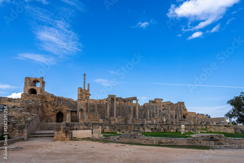 Dougga, the best-preserved Roman small town in North Africa, a world heritage site in Tunisia photo