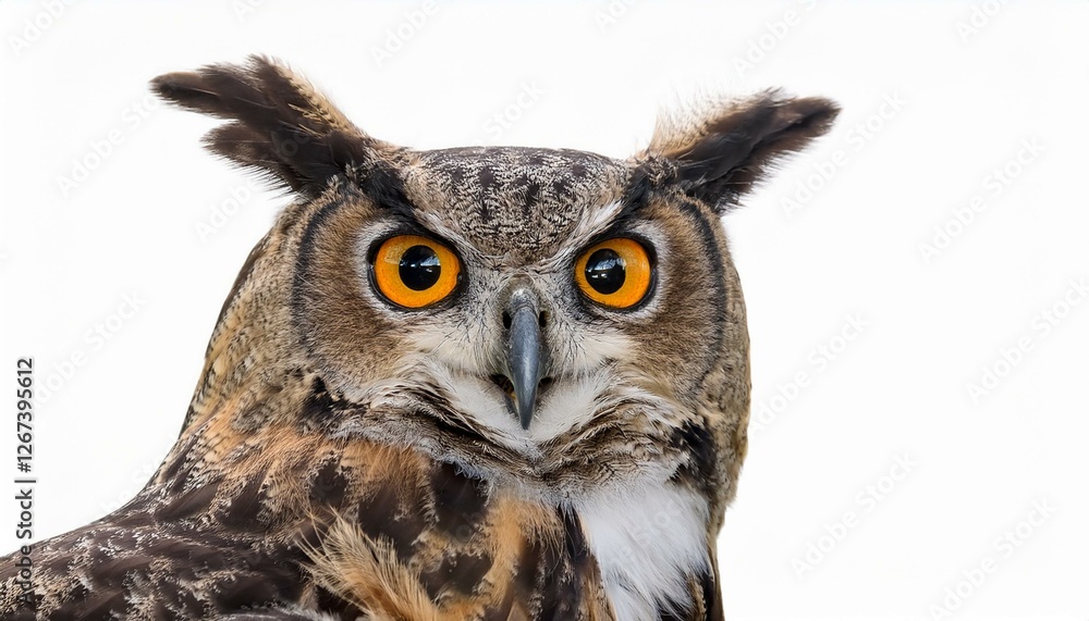 Obraz premium great horned owl bubo virginianus isolated on white background