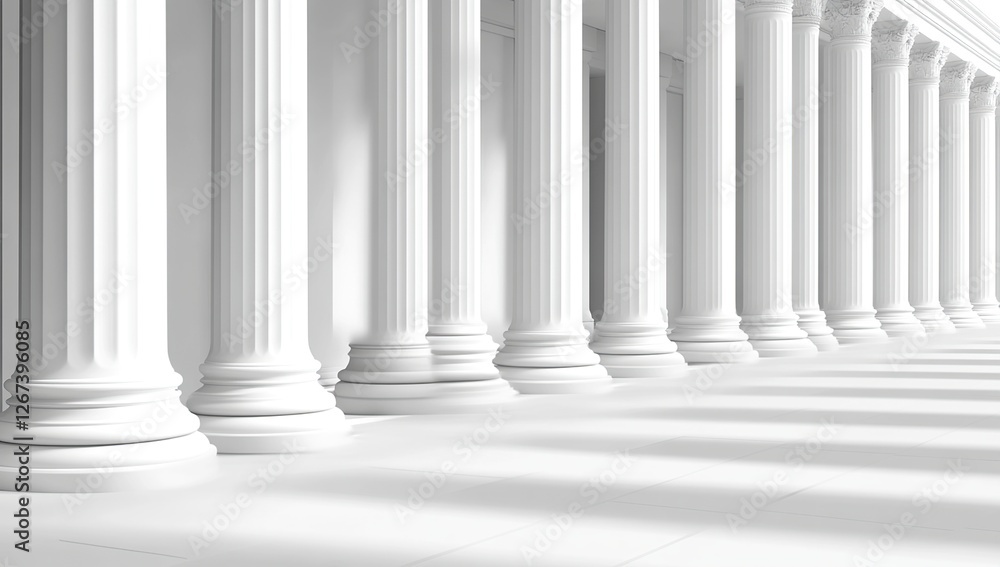Classic White Columns Create Elegant Architectural Design, Inspiring Serenity and Timeless Grandeur in Hallway Spaces. Classic White Columns Create Elegant Architectural Design, Inspiring Serenity and Timeless Grandeur in Hallway Spaces.