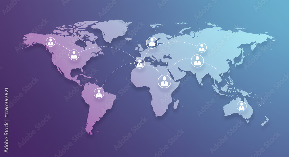 Obraz premium Global Network: Connecting People Worldwide | International Business, Collaboration, & Communication Across Continents.