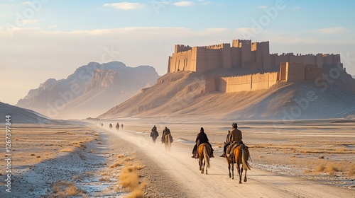 The Silk Road Camel Team under the Castle