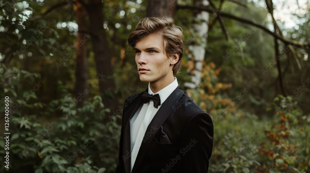 A charming groom in black suit, dressed for a perfect wedding day, A charming groom in black suit, dressed for a perfect wedding day,