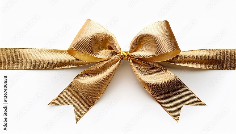 holiday decorative golden bow with long ribbon isolated on white background holiday decorative golden bow with long ribbon isolated on white background