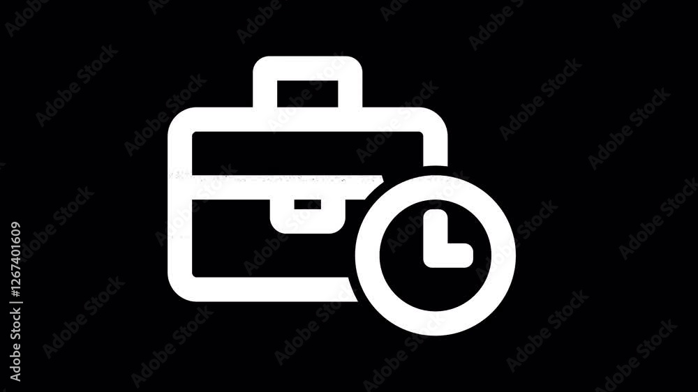 Icon business time is distorted. Glitch. Noise, chromatic aberration, geometric distortion. Transparent background, looped. In-Out looped. Alpha BW at the end Icon business time is distorted. Glitch. Noise, chromatic aberration, geometric distortion. Transparent background, looped. In-Out looped. Alpha BW at the end