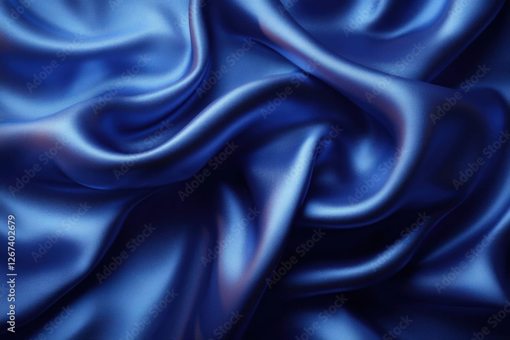 Obraz premium Rippled Shiny Blue Silk Satin Fabric Texture Background in Royal Blue Shade