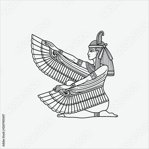 Egyptian queen cleopatra line art illustration	