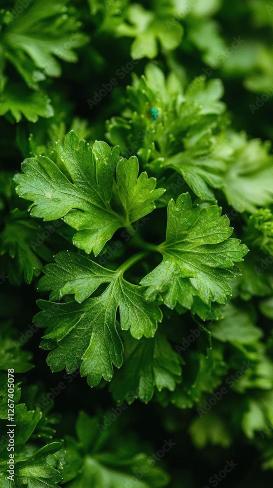 Close Up of Fresh Green Parsley Leaves with Intricate Details and Vibrant Color Close Up of Fresh Green Parsley Leaves with Intricate Details and Vibrant Color