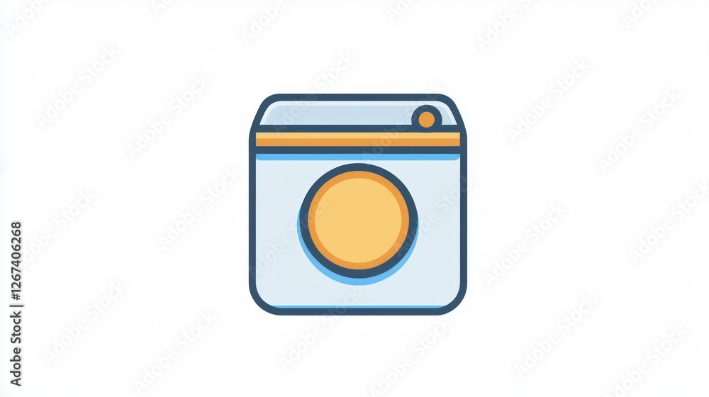 Digital Laundry Icon, Simple App Design, Representing Washing Machine. Possible Use Stock Photo Digital Laundry Icon, Simple App Design, Representing Washing Machine. Possible Use Stock Photo