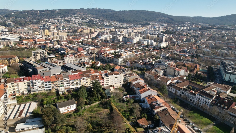 aerial photograph of the city of Braga in Portugal aerial photograph of the city of Braga in Portugal