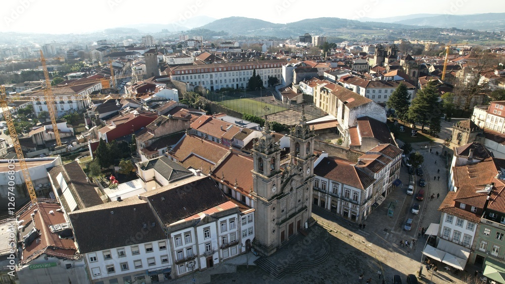 aerial photograph of the city of Braga in Portugal aerial photograph of the city of Braga in Portugal