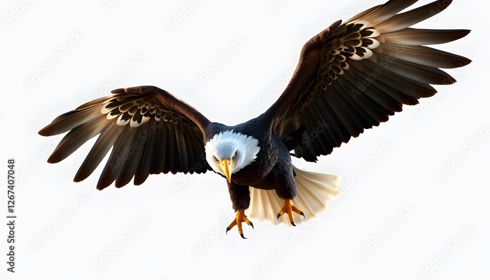 Naklejka premium Majestic Bald Eagle in Flight: A Symbol of Freedom and Power