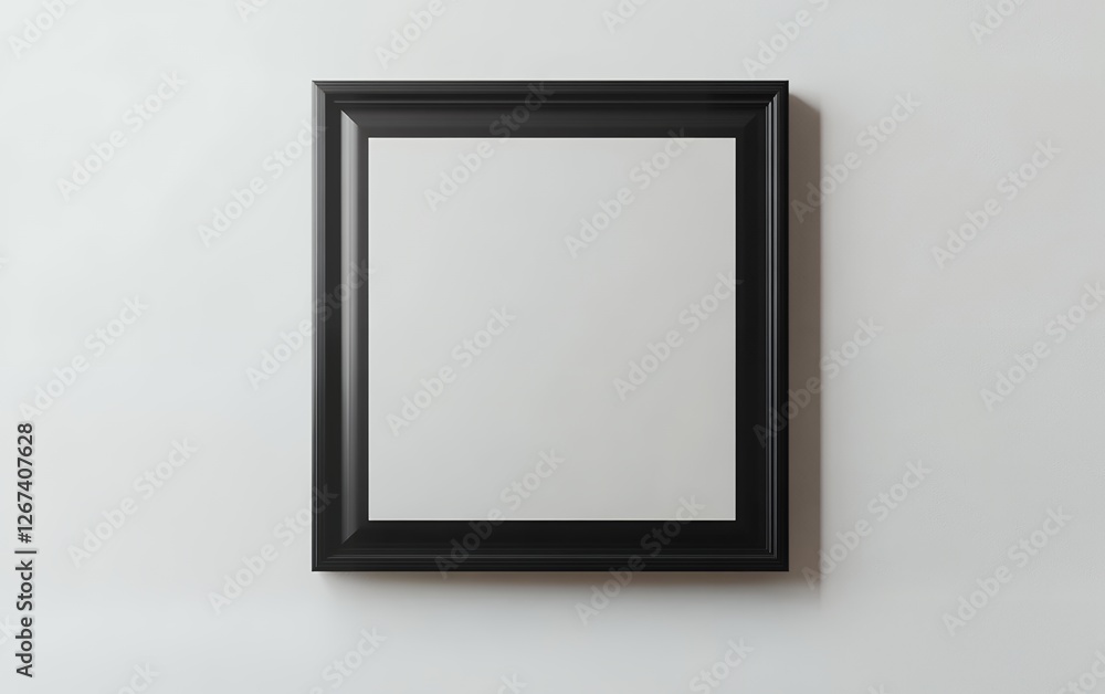 Elegant black framed picture on white background, stylish minimalist design for artwork display in home interior Elegant black framed picture on white background, stylish minimalist design for artwork display in home interior