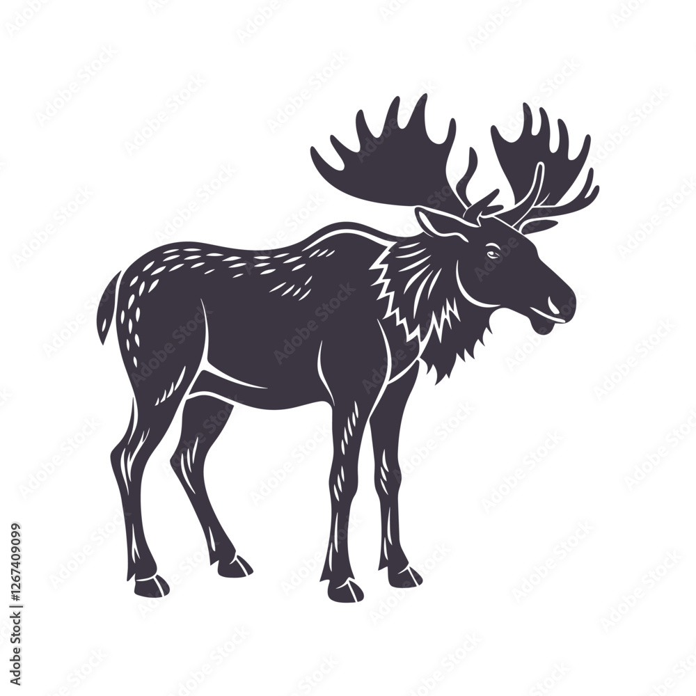 Fototapeta premium Moose Silhouette Clip art Isolated Vector Illustration