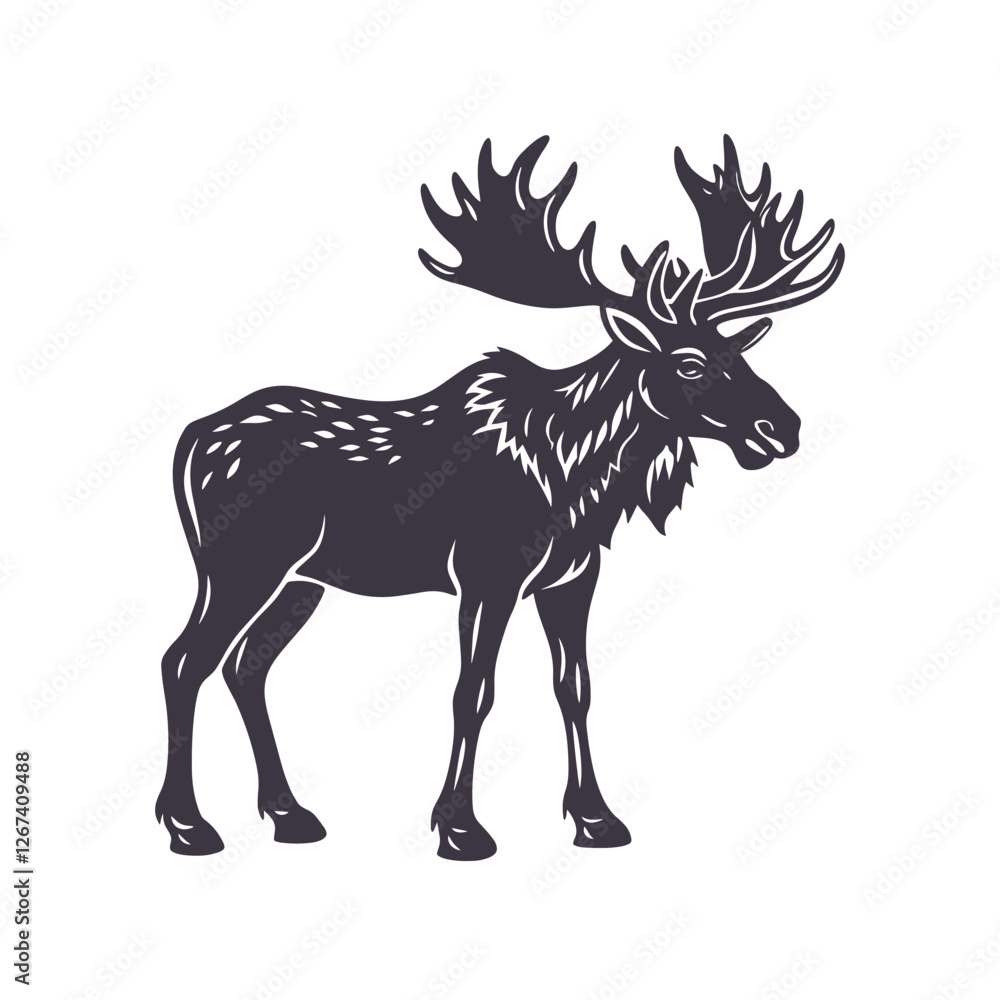 Fototapeta premium Moose Silhouette Clip art Isolated Vector Illustration
