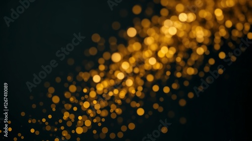 Shimmering Gold Glitter Particles on Dark Background