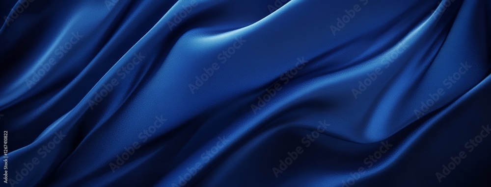 Obraz premium Luxurious blue silk fabric with smooth flowing texture and elegant soft folds creating a sophisticated and stylish background for fashion and design