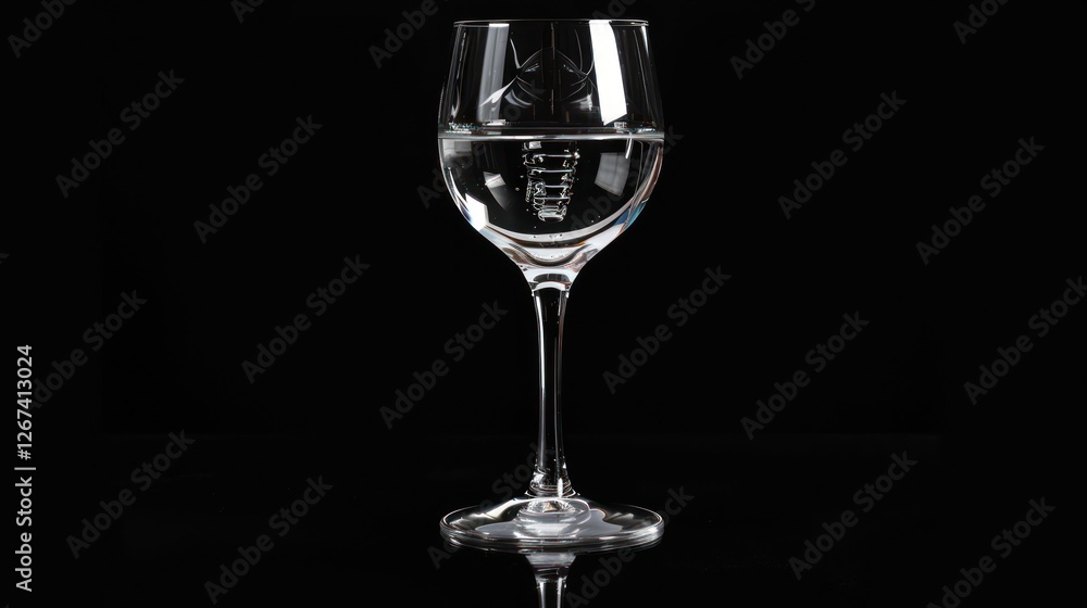 A clear and simple water glass, filled with crystal-clear liquid, A clear and simple water glass, filled with crystal-clear liquid,