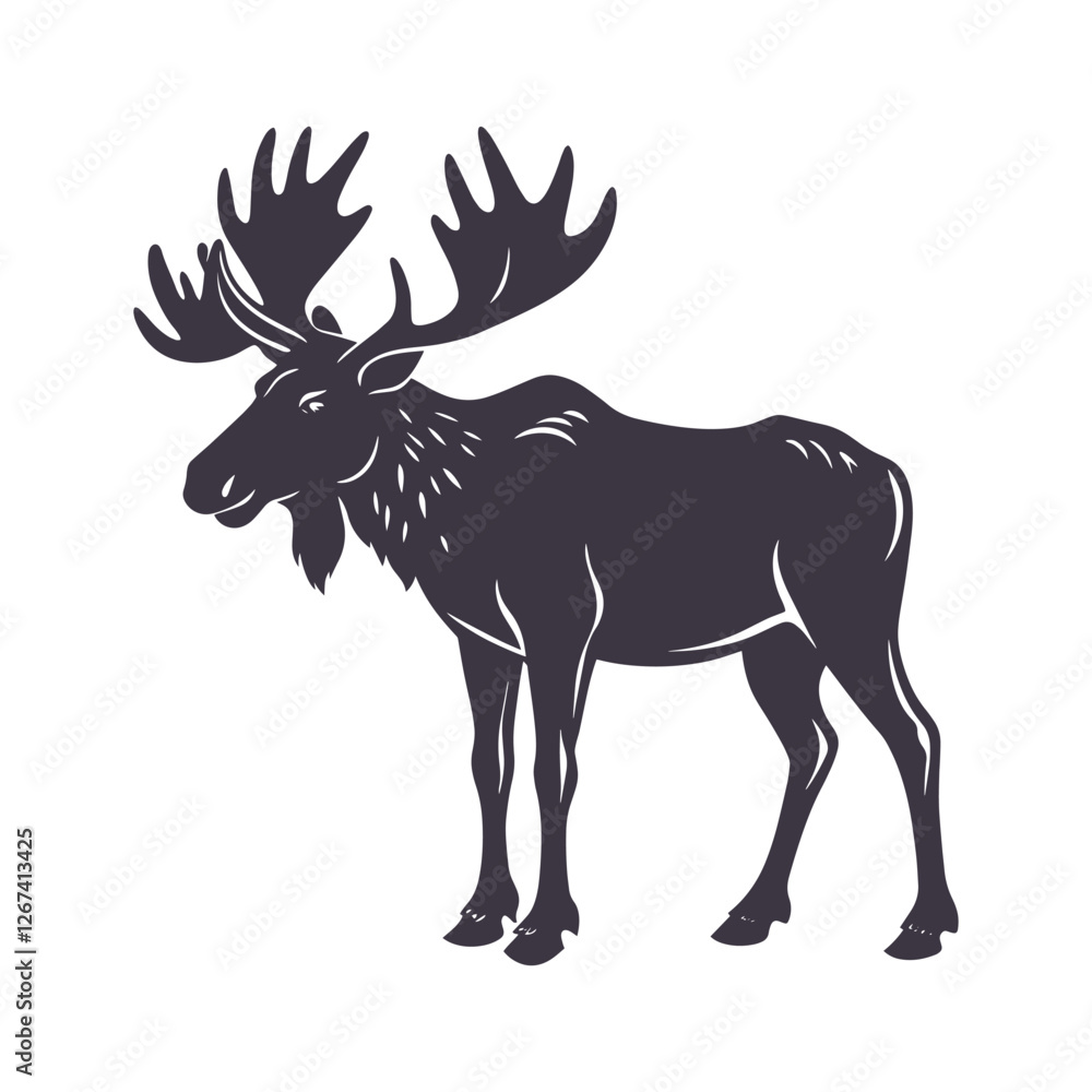 Fototapeta premium Moose Silhouette Clip art Isolated Vector Illustration