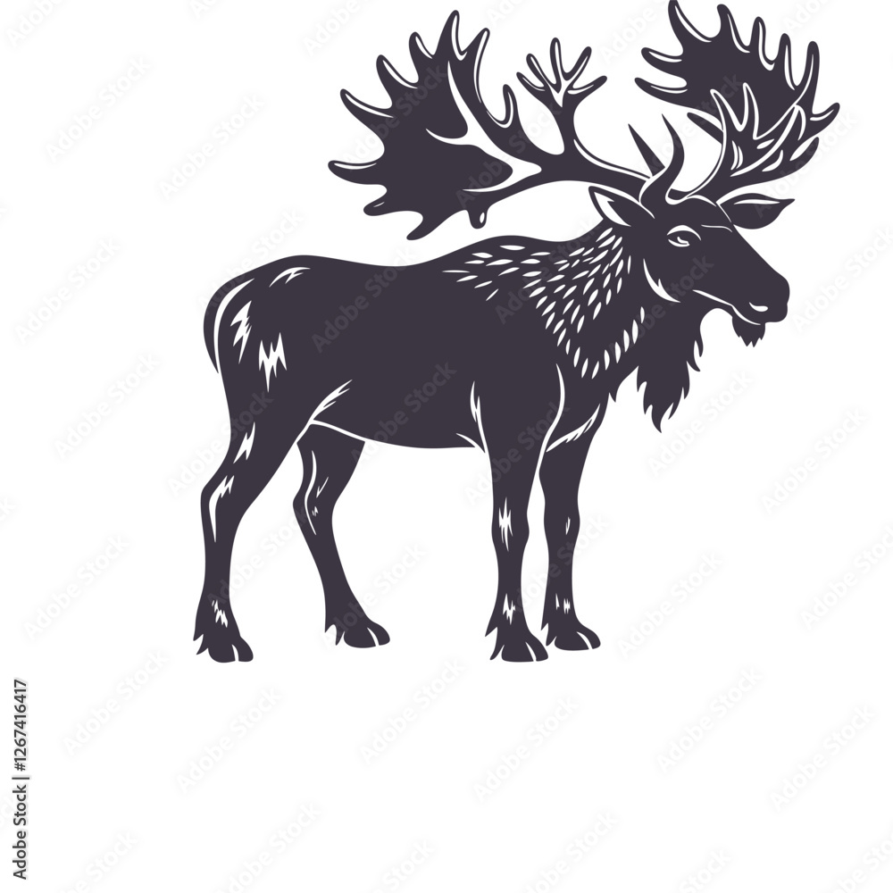 Fototapeta premium Moose Silhouette Clip art Isolated Vector Illustration
