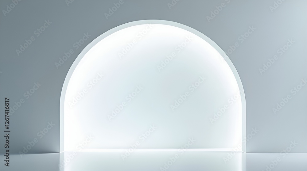 Ultra-modern arched alcove with sleek, geometric design and cool white lighting. High-gloss reflective floor enhances depth and luxury. Ideal for branding, mockups, and professional backgrounds Ultra-modern arched alcove with sleek, geometric design and cool white lighting. High-gloss reflective floor enhances depth and luxury. Ideal for branding, mockups, and professional backgrounds