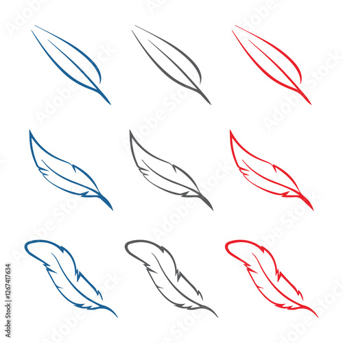 feather shape weightless bird plume icons vector image