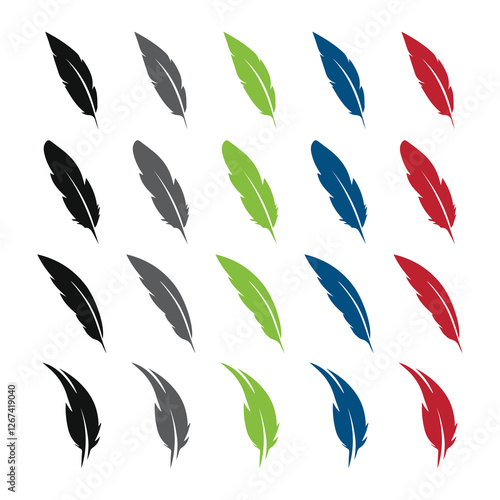feather shape weightless bird plume icons vector image
