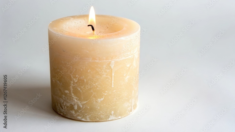 Lit Candle on White Background Lit Candle on White Background