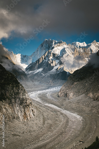 View on the sea of ice from Montenvers, Chamonix