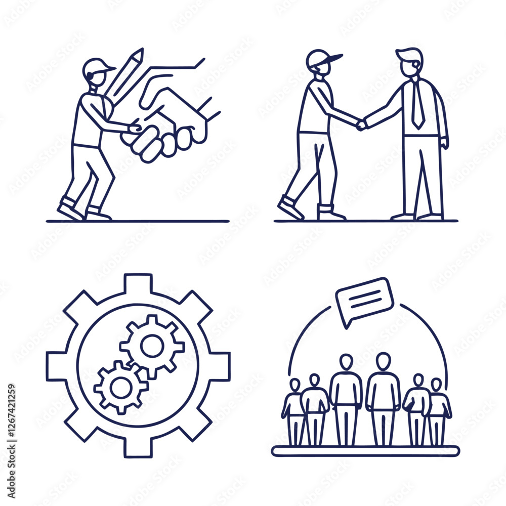 Teamwork and community line icons collection. Thin outline icons pack. UI icon collection. Set of line web pictogram Teamwork and community line icons collection. Thin outline icons pack. UI icon collection. Set of line web pictogram