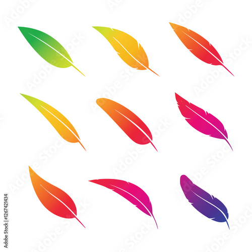 feather shape weightless bird plume icons vector image
