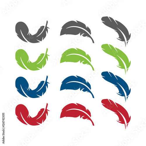 feather shape weightless bird plume icons vector image