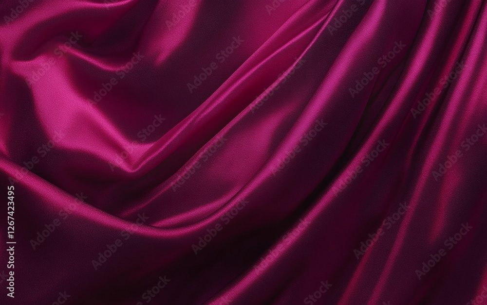 Obraz premium Shimmering burgundy satin fabric with soft flowing waves and glossy texture perfect for elegant backgrounds fashion photography and textile design