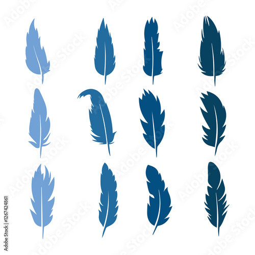 feather shape weightless bird plume icons vector image