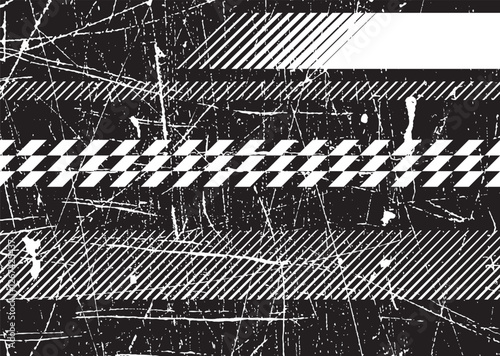 Glitch distorted grunge layer . Noise destroyed texture . Checkered race grunge flag . Overlay grunge texture . Distressed effect .Vector shapes with a speed lines screen print texture.