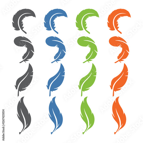 feather shape weightless bird plume icons vector image