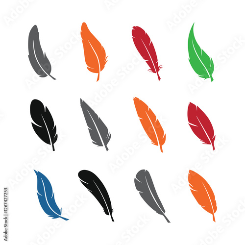 feather shape weightless bird plume icons vector image