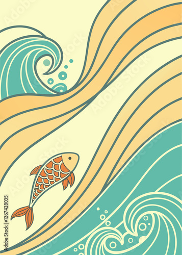 Ilustración Mar, peces 