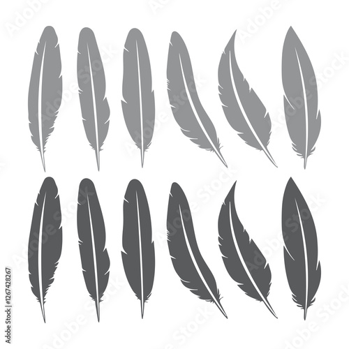 feather shape weightless bird plume icons vector image