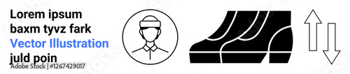 Profile picture of a user, visualization of career growth with progress arrow and abstract shoe steps. Ideal for workforce management, promotion tracking, analytics, career planning, recruitment