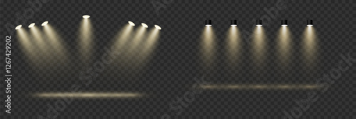 Set of effect and light, light spotlights. Vector illustration